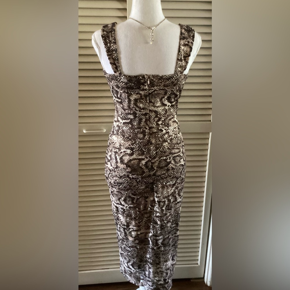 Derek Heart Brown and Black Snake Print Midi Dress